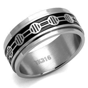 TK2924 High polished (no plating) Stainless Steel Ring with Epoxy in Jet - Joyeria Lady