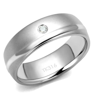 TK2932 High polished (no plating) Stainless Steel Ring with AAA Grade CZ in Clear - Joyeria Lady