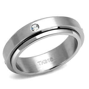 TK2933 High polished (no plating) Stainless Steel Ring with AAA Grade CZ in Clear - Joyeria Lady