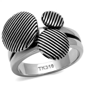 TK2973 - High polished (no plating) Stainless Steel Ring with Epoxy  in Jet - Joyeria Lady