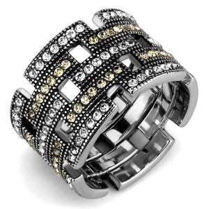 TK2987 - High polished (no plating) Stainless Steel Ring with Top Grade Crystal  in Multi Color - Joyeria Lady