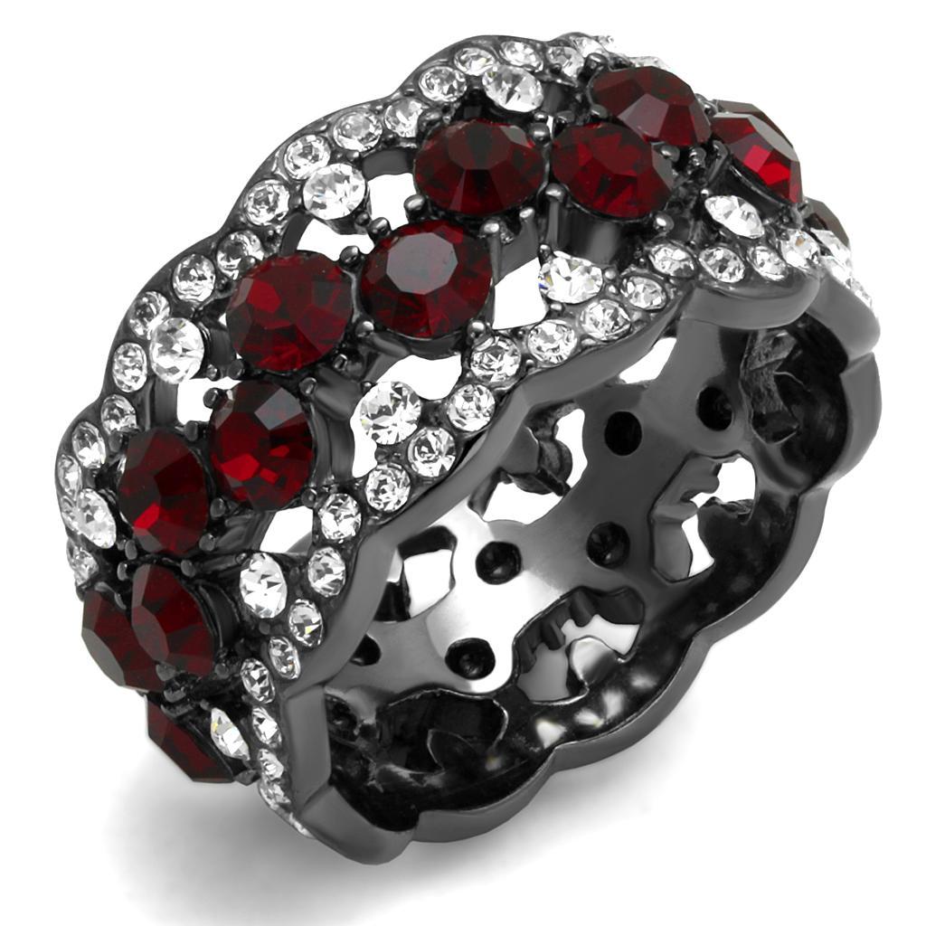 TK2993 - IP Light Black  (IP Gun) Stainless Steel Ring with Top Grade Crystal  in Siam - Joyeria Lady