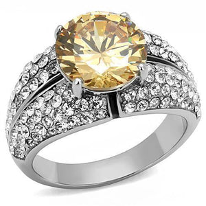 TK3031 - High polished (no plating) Stainless Steel Ring with AAA Grade CZ  in Champagne - Joyeria Lady