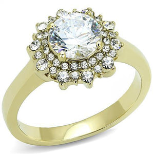 TK3035 - IP Gold(Ion Plating) Stainless Steel Ring with AAA Grade CZ  in Clear - Joyeria Lady