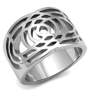 TK3039 - High polished (no plating) Stainless Steel Ring with No Stone - Joyeria Lady