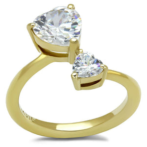 TK3093 - IP Gold(Ion Plating) Stainless Steel Ring with AAA Grade CZ  in Clear - Joyeria Lady