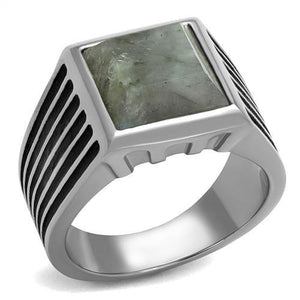 TK3113 High polished (no plating) Stainless Steel Ring with Synthetic in Gray - Joyeria Lady