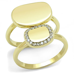 TK3121 - IP Gold(Ion Plating) Stainless Steel Ring with AAA Grade CZ  in Clear - Joyeria Lady