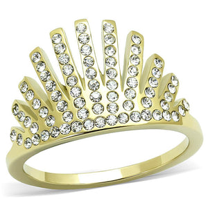 TK3128 - IP Gold(Ion Plating) Stainless Steel Ring with Top Grade Crystal  in Clear - Joyeria Lady