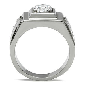 TK313 High polished (no plating) Stainless Steel Ring with AAA Grade CZ in Clear