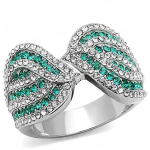 TK3142 - High polished (no plating) Stainless Steel Ring with Top Grade Crystal  in Emerald - Joyeria Lady