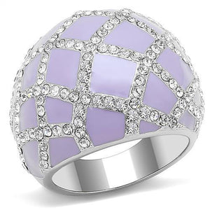TK3143 - High polished (no plating) Stainless Steel Ring with Top Grade Crystal  in Clear - Joyeria Lady