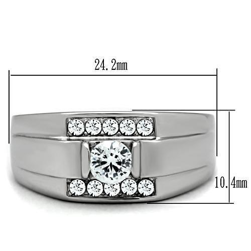 TK314 High polished (no plating) Stainless Steel Ring with AAA Grade CZ in Clear - Joyeria Lady