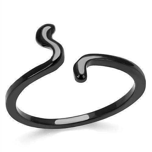 TK3164 - IP Black(Ion Plating) Stainless Steel Ring with No Stone - Joyeria Lady