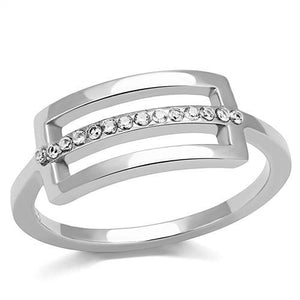 TK3177 - High polished (no plating) Stainless Steel Ring with AAA Grade CZ  in Clear - Joyeria Lady