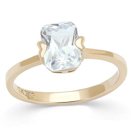 TK3179 - IP Rose Gold(Ion Plating) Stainless Steel Ring with AAA Grade CZ  in Clear - Joyeria Lady