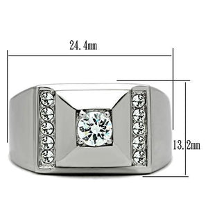 TK317 High polished (no plating) Stainless Steel Ring with AAA Grade CZ in Clear