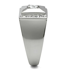 TK317 High polished (no plating) Stainless Steel Ring with AAA Grade CZ in Clear