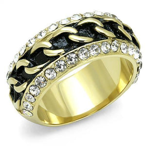 TK3196 - IP Gold(Ion Plating) Stainless Steel Ring with Top Grade Crystal  in Clear - Joyeria Lady