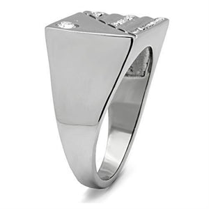 TK319 High polished (no plating) Stainless Steel Ring with Top Grade Crystal in Clear