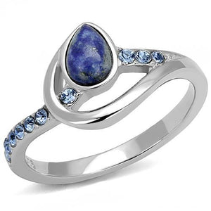 TK3210 - High polished (no plating) Stainless Steel Ring with Semi-Precious Snowflake Obsidian in Montana - Joyeria Lady