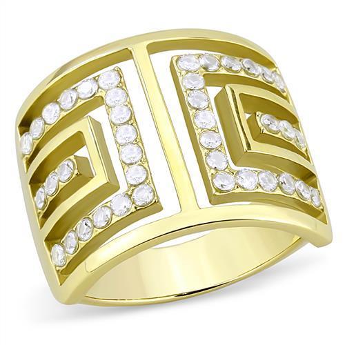 TK3238 - IP Gold(Ion Plating) Stainless Steel Ring with AAA Grade CZ  in Clear - Joyeria Lady