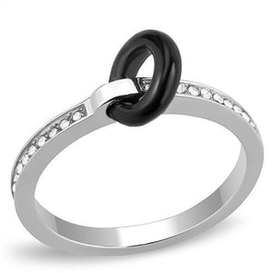 TK3241 - High polished (no plating) Stainless Steel Ring with Top Grade Crystal  in Clear - Joyeria Lady