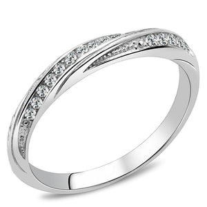TK3259 - High polished (no plating) Stainless Steel Ring with AAA Grade CZ  in Clear - Joyeria Lady