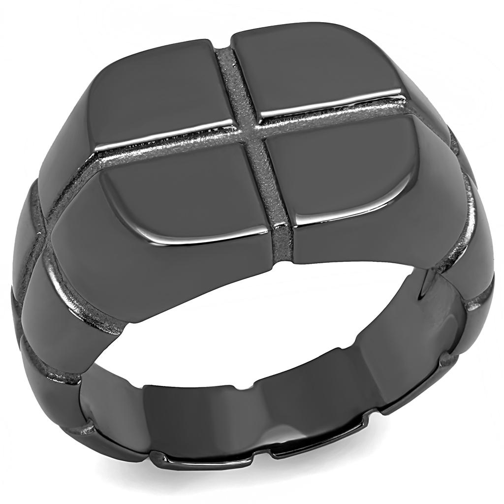 TK3273 IP Light Black  (IP Gun) Stainless Steel Ring with No Stone in No Stone - Joyeria Lady