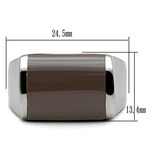 TK327 High polished (no plating) Stainless Steel Ring with Epoxy in Brown - Joyeria Lady
