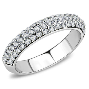 TK3437 - High polished (no plating) Stainless Steel Ring with Top Grade Crystal  in Clear - Joyeria Lady