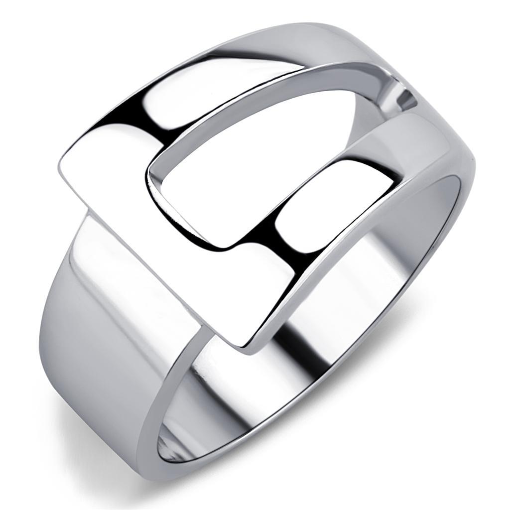 TK3438 - High polished (no plating) Stainless Steel Ring with No Stone - Joyeria Lady