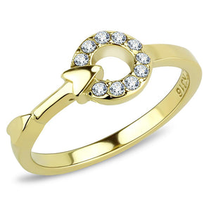 TK3439 - IP Gold(Ion Plating) Stainless Steel Ring with Top Grade Crystal  in Clear - Joyeria Lady