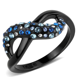 TK3446 - IP Black(Ion Plating) Stainless Steel Ring with Top Grade Crystal  in Multi Color - Joyeria Lady