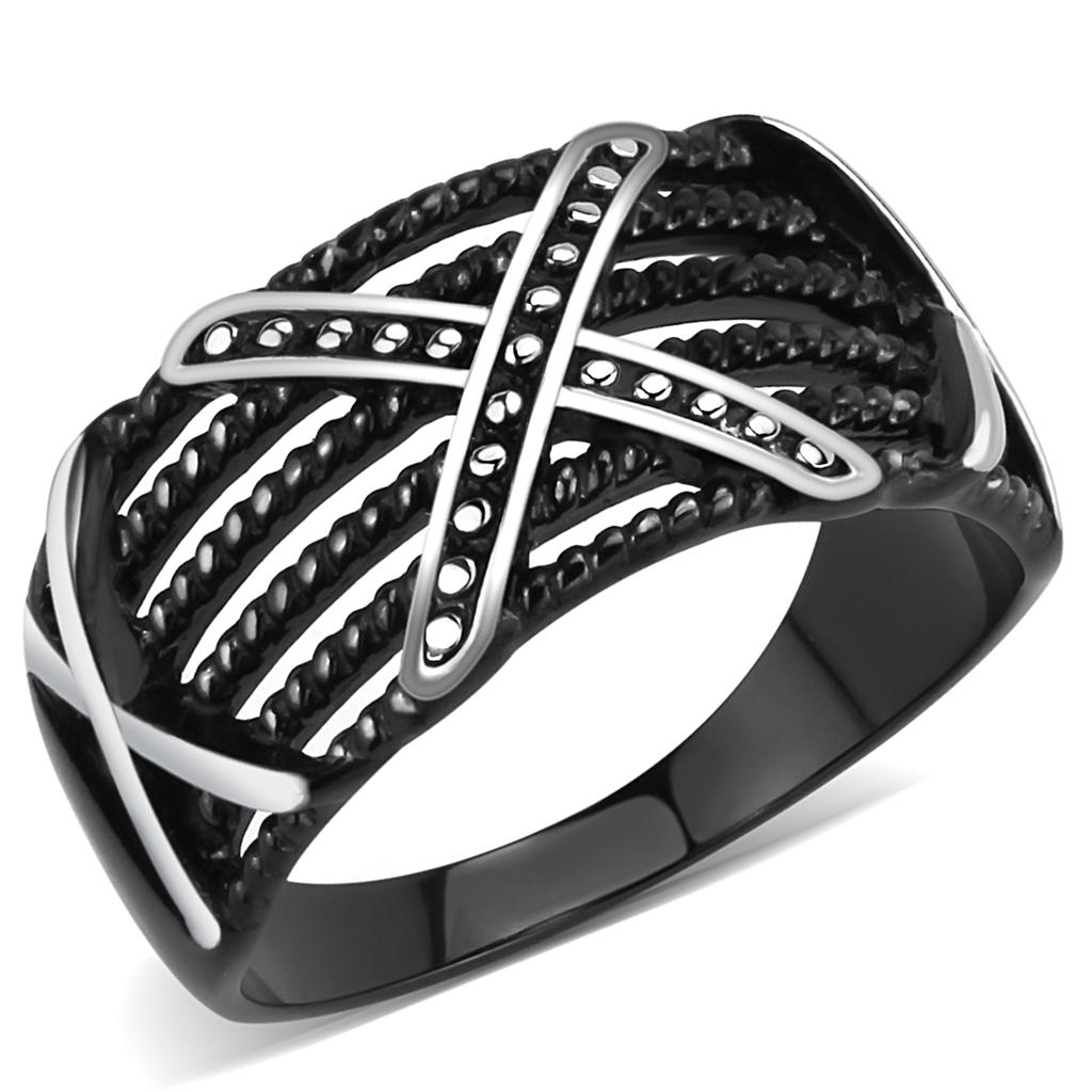 TK3468 IP Black(Ion Plating) Stainless Steel Ring with No Stone in No Stone - Joyeria Lady