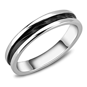 TK3502 - Two-Tone IP Black (Ion Plating) Stainless Steel Ring with No Stone - Joyeria Lady