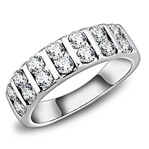 TK3504 - High polished (no plating) Stainless Steel Ring with AAA Grade CZ  in Clear - Joyeria Lady