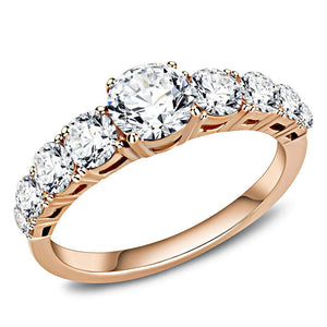 TK3516 - IP Rose Gold(Ion Plating) Stainless Steel Ring with AAA Grade CZ  in Clear - Joyeria Lady