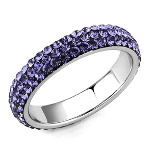 TK3540 - High polished (no plating) Stainless Steel Ring with Top Grade Crystal  in Tanzanite - Joyeria Lady