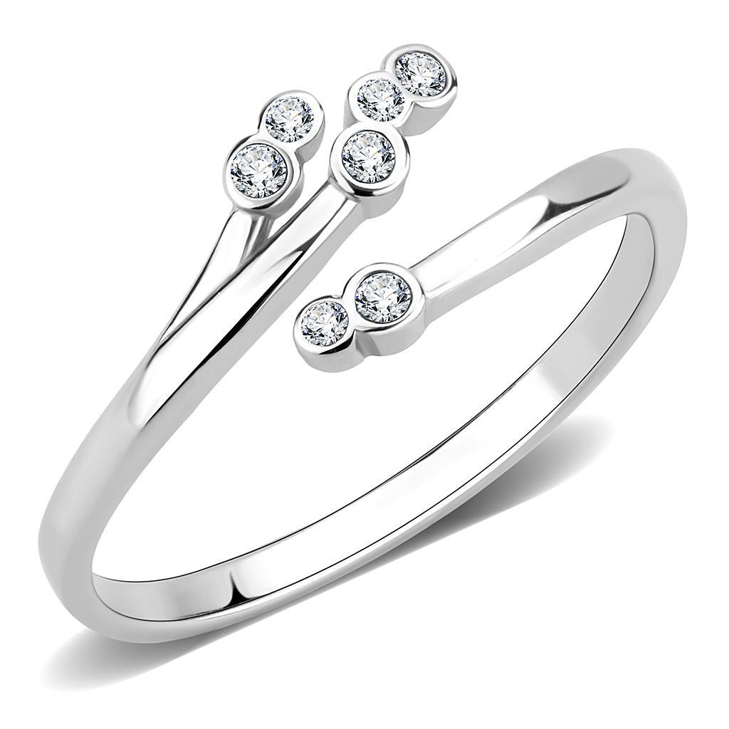 TK3570 - No Plating Stainless Steel Ring with AAA Grade CZ  in Clear - Joyeria Lady
