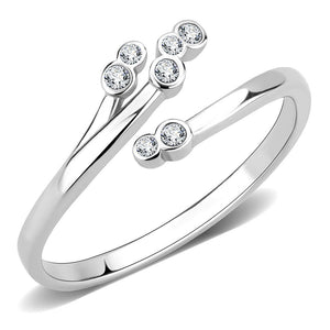 TK3570 - No Plating Stainless Steel Ring with AAA Grade CZ  in Clear - Joyeria Lady