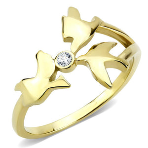 TK3573 - IP Gold(Ion Plating) Stainless Steel Ring with AAA Grade CZ  in Clear - Joyeria Lady