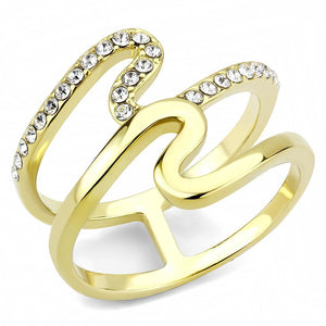 TK3574 - IP Gold(Ion Plating) Stainless Steel Ring with Top Grade Crystal  in Clear - Joyeria Lady