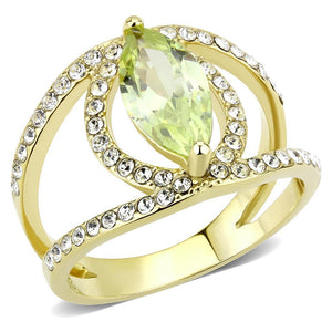 TK3578 - IP Gold(Ion Plating) Stainless Steel Ring with AAA Grade CZ  in Apple Green color - Joyeria Lady