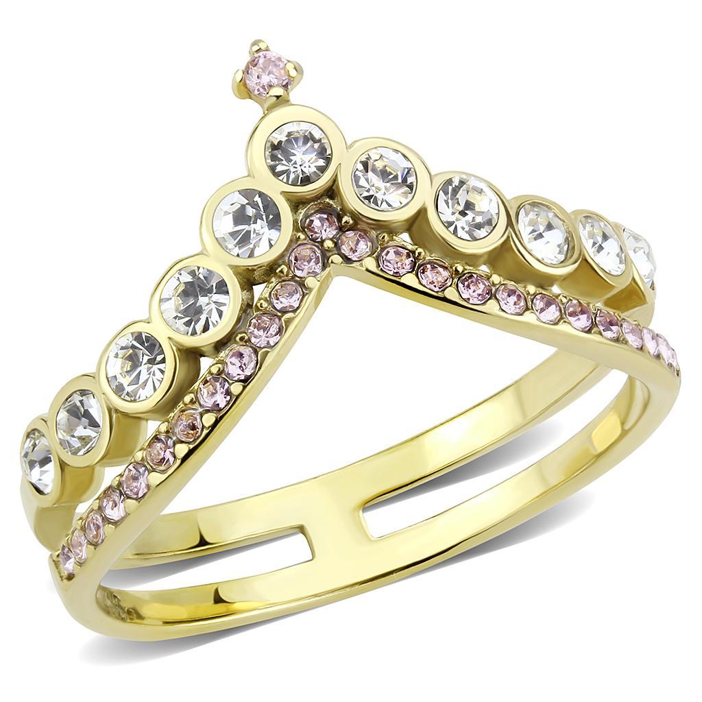 TK3587 - IP Gold(Ion Plating) Stainless Steel Ring with AAA Grade CZ  in Rose - Joyeria Lady