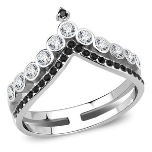 TK3588 - No Plating Stainless Steel Ring with Top Grade Crystal  in Clear - Joyeria Lady