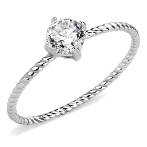 TK3604 - No Plating Stainless Steel Ring with AAA Grade CZ  in Clear - Joyeria Lady