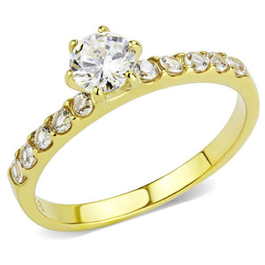 TK3605 - IP Gold(Ion Plating) Stainless Steel Ring with AAA Grade CZ  in Clear - Joyeria Lady