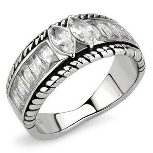 TK3606 - No Plating Stainless Steel Ring with AAA Grade CZ  in Clear - Joyeria Lady