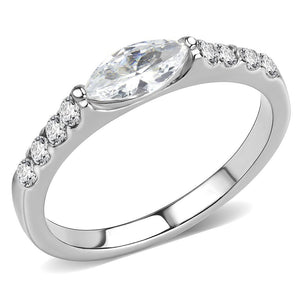 TK3607 - No Plating Stainless Steel Ring with AAA Grade CZ  in Clear - Joyeria Lady
